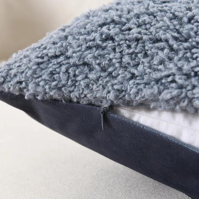 NordECO HOME Faux Fur Throw Pillow Covers Soft Teddy Polyester Square Throw Pillow Cover (Set of 2)