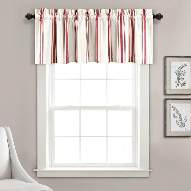 Lush Decor Farmhouse Stripe Striped Ruffled 52'' W Window Valance