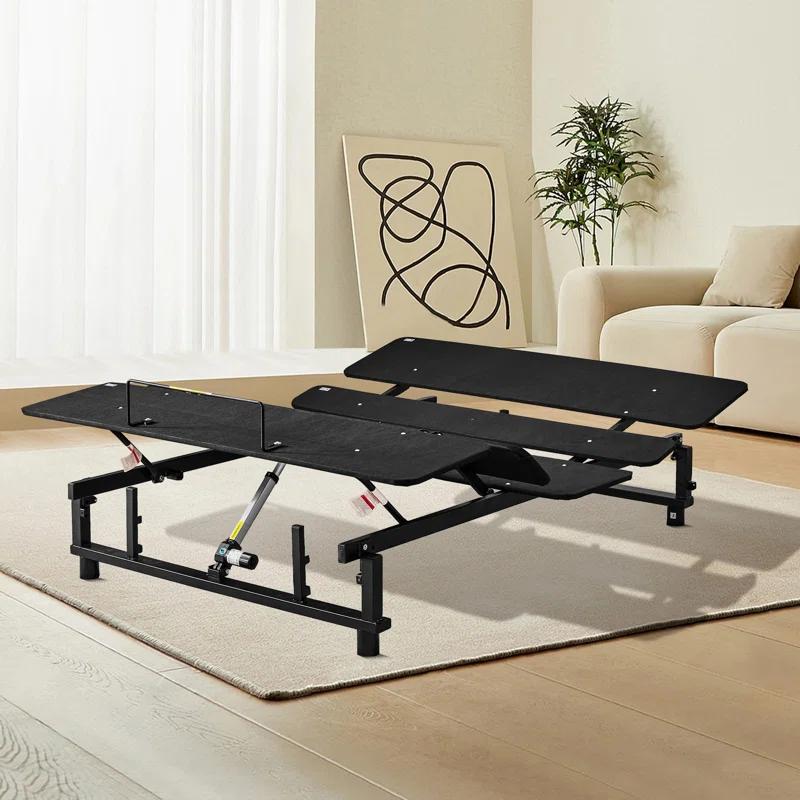 Alwyn Home Adjustable Bed Base Frame Bed Frame With Head And Foot Incline Wireless Remote Zero Gravity Quiet Motor Black Queen