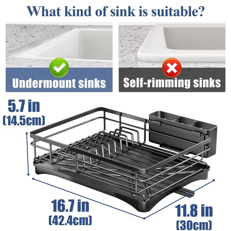 BEACHWATER POOL & SPA, LLC Dish Drying Rack For Kitchen Counter - Large Dish Rack With Drainboard, Rustproof Dish Drainer With Utensil Holder For Sink
