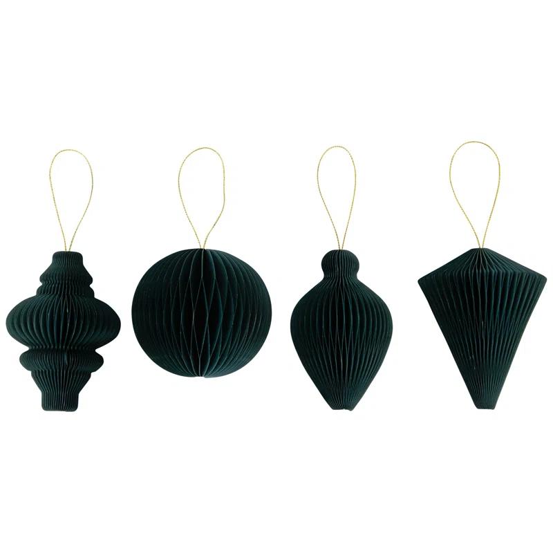 Northlight Seasonal Accordion Honeycomb Foldable Paper Christmas Ornaments - 4" - Set Of 4