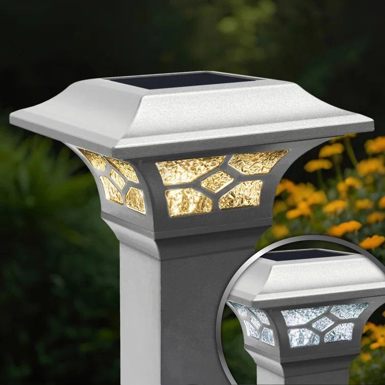 Classy Caps Low Voltage Integrated LED Aluuminum Fence Post Cap Light 2.5 In. X 2.5 In. with Base Adapter Included