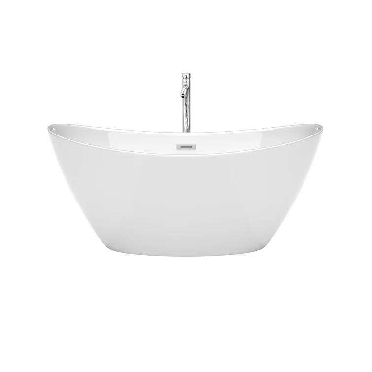 Wyndham Collection Dorrit 60" x 32" Freestanding Soaking Acrylic Bathtub with Faucet WCBTE652060ATP11PC