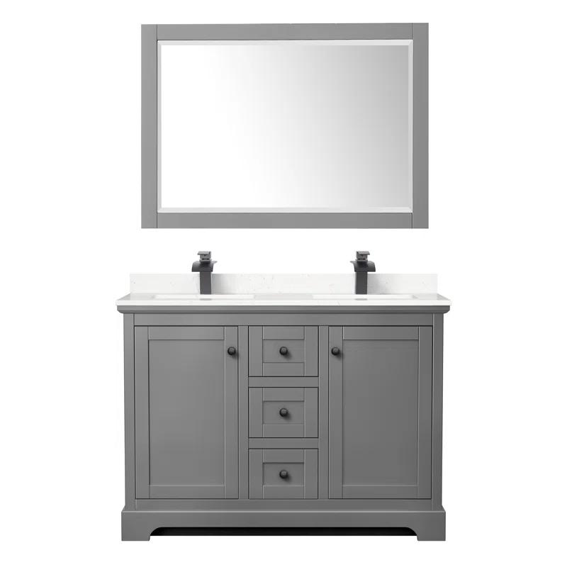 Wyndham Collection Avery 48'' Double Bathroom Vanity with Marble Top with Mirror