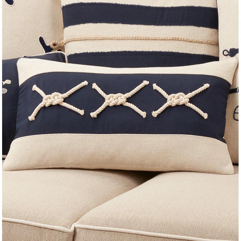 Saro Naviguer Collection Appliqued Cotton Throw Pillow