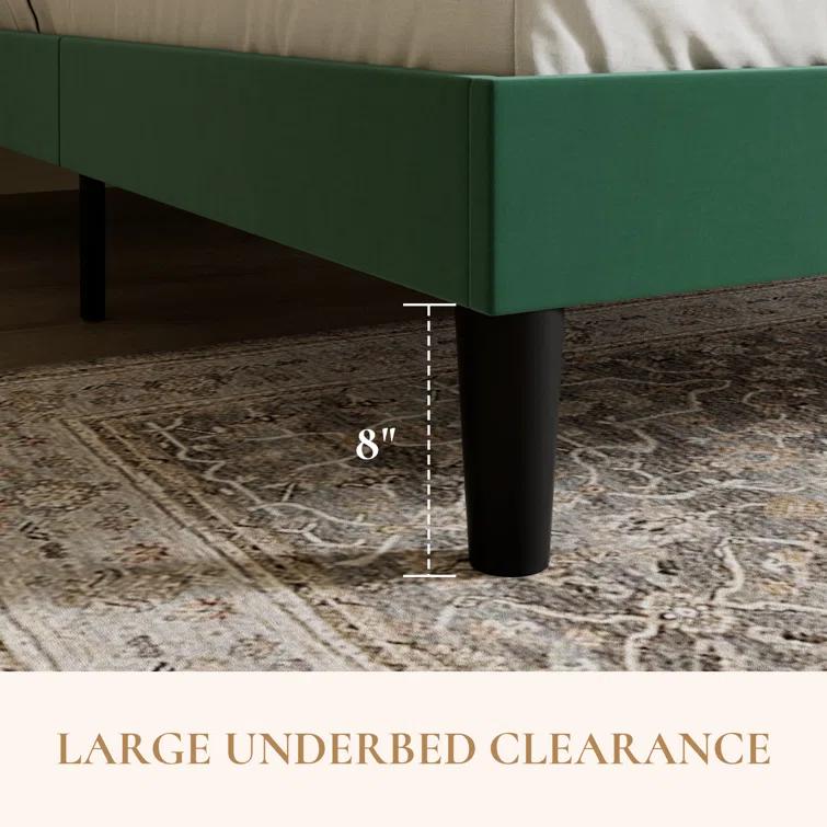 Willa Arlo™ Interiors Candler Velvet Upholstered Platform Bed with Wingback Headboard and Wooden Slats