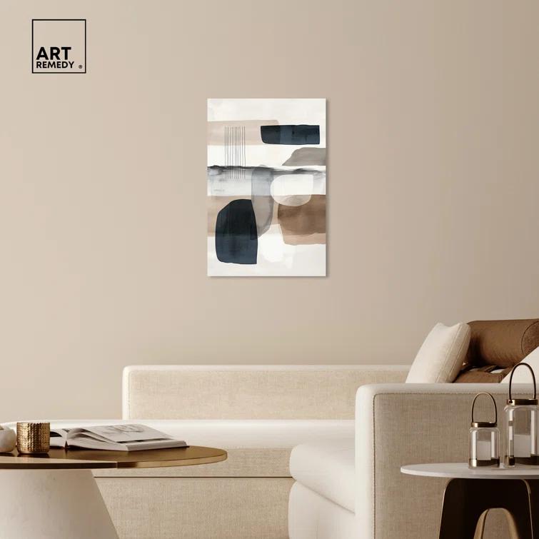 Art Remedy Shapes Abstracts " Layers Of Depth " by Art Remedy on Canvas