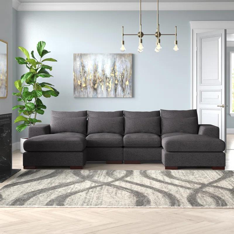 Biaggio Linen Blend Sectional with 2 Ottomans,Sectional Couch