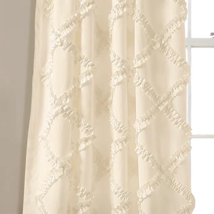 Lush Decor Ruffle Diamond Polyester Semi Sheer Curtain Pair (Set of 2)