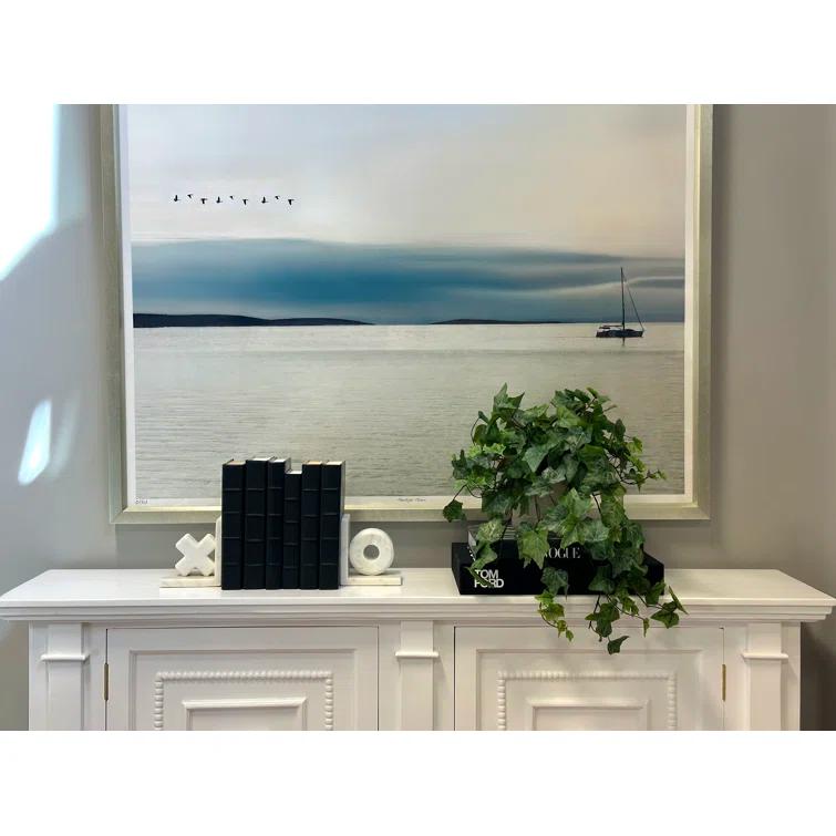 Artificial Green Ivy Plant in Gray Cylinder Pot