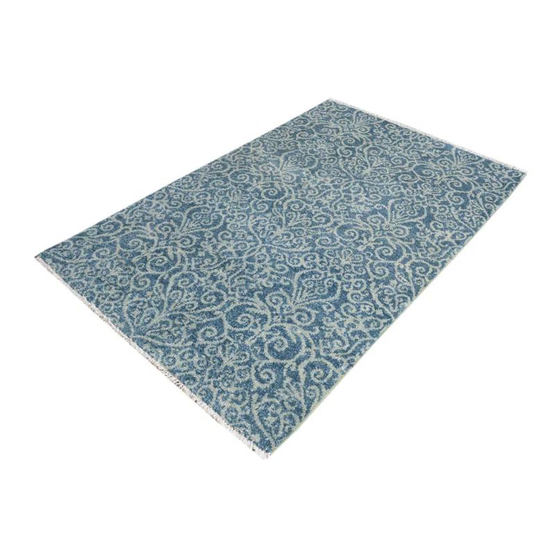 Arshs Fine Rugs One-of-a-Kind Kafkaz Peshawar Cyrena Hand-Knotted Wool Light Blue Area Rug
