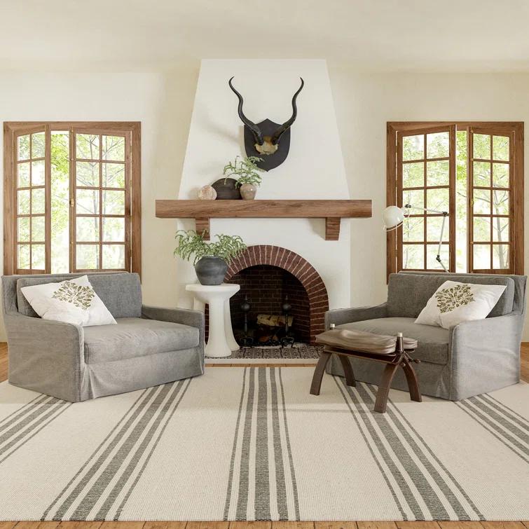 Breakwater Bay Aloizas Striped Cotton Area Rug | Wayfair