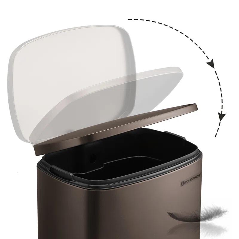 Songmics Stainless Steel Step On Fingerprint-resistant Trash Can with Back Handle