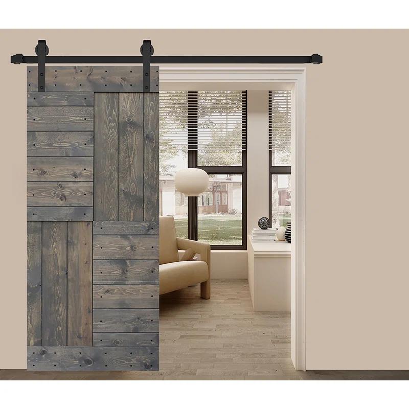 Mr. Wood L Series Paneled Wood Painted Barn Door without Installation Hardware Kit