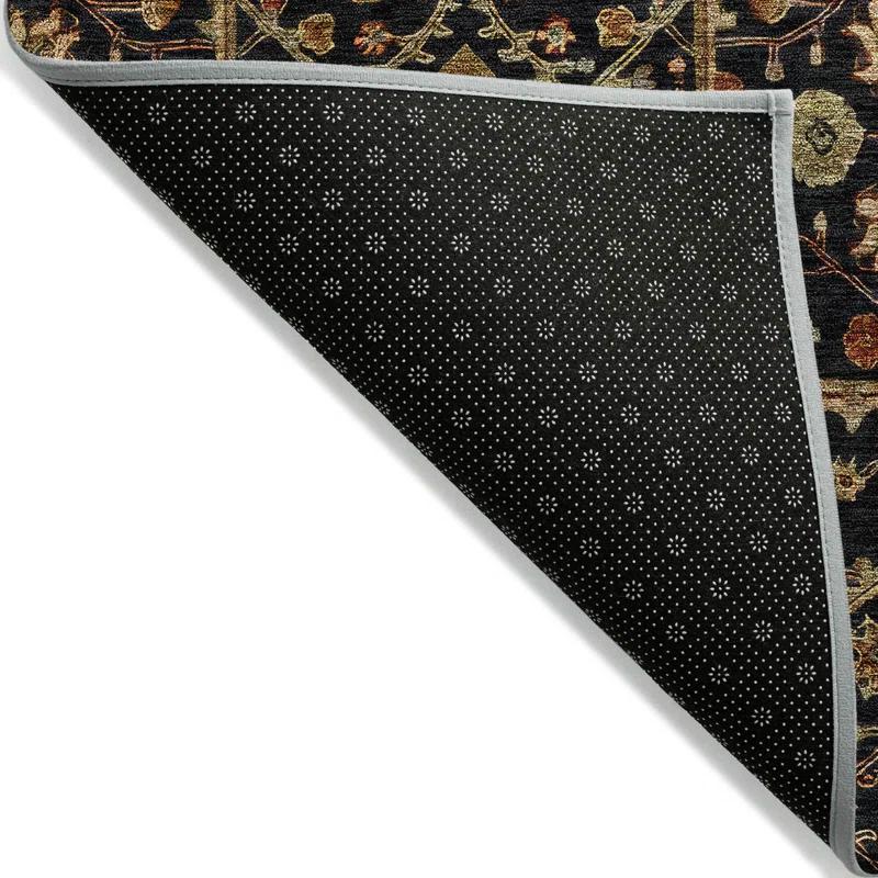 Machine Washable Indoor/Outdoor Cicel ACN1130 Black Rug