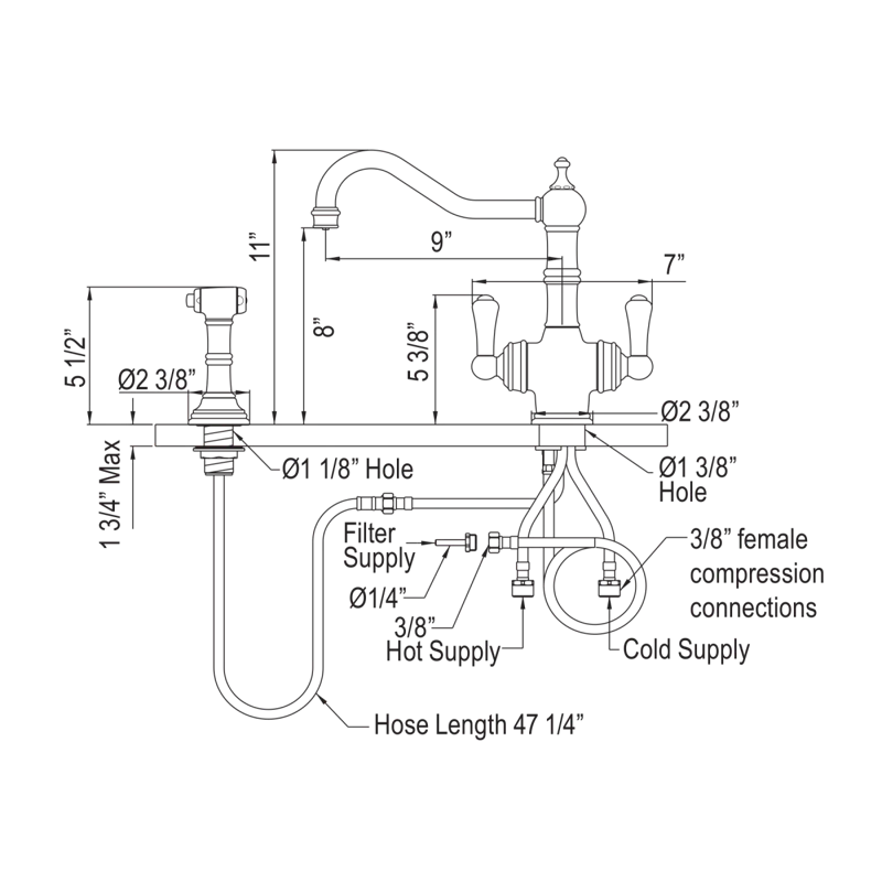 Perrin & Rowe Edwardian™ Hot and Cold Water Dispensers with Accessories U.1570LS-EG-2