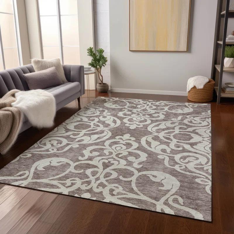 Chayden Washable Damask Indoor / Outdoor Rug