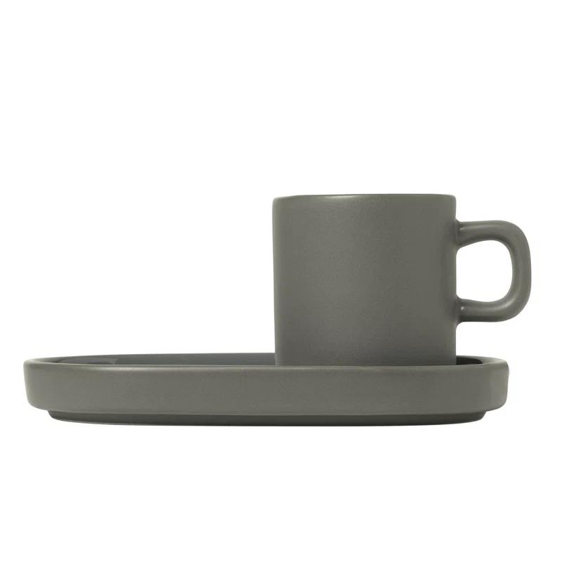 PILAR Stoneware Espresso Cup with Tray