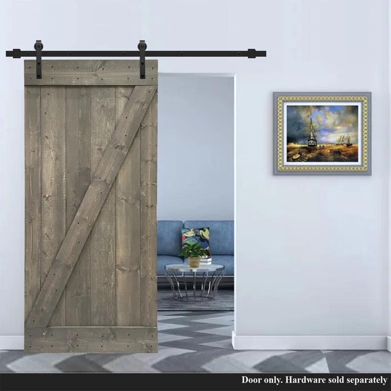 Calhome 84'' Solid Wood Paneled Painted Barn Door
