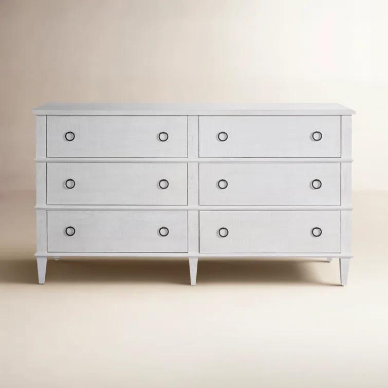 Universal Modern Farmhouse 68" 6-Drawer Dresser in Tan Natural Oak Wood