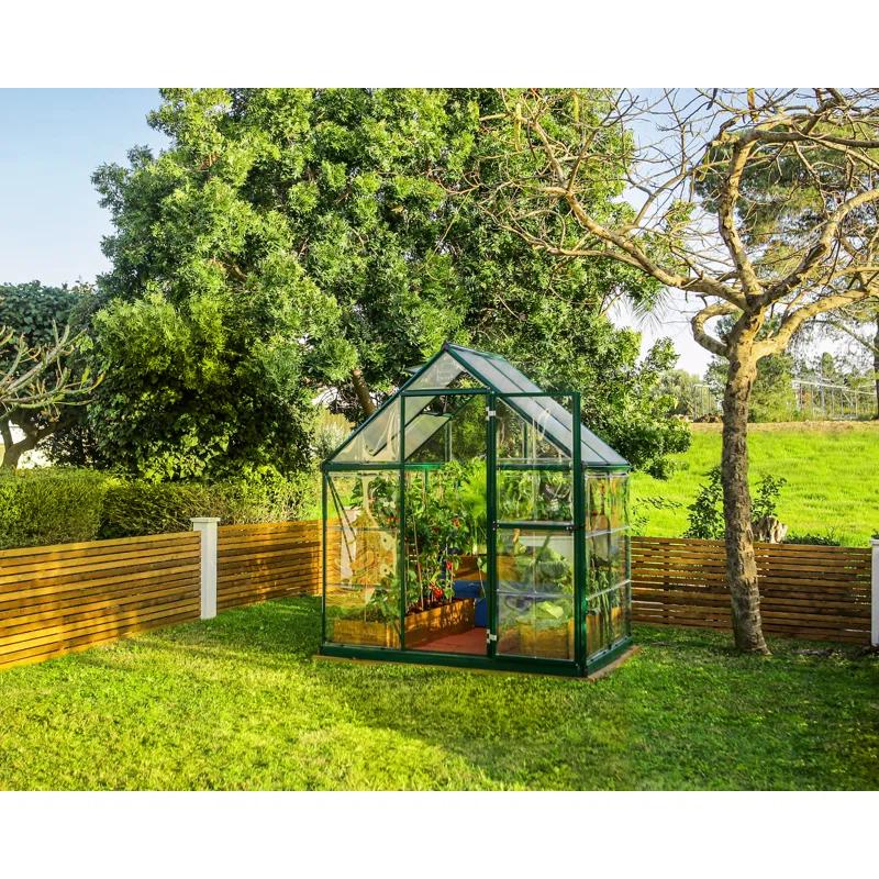 Canopia Palram - Canopia Hybrid 6' W x 4' D Walk-In Hobby Polycarbonate Aluminum Frame Greenhouse Kit with Roof Vent - Green