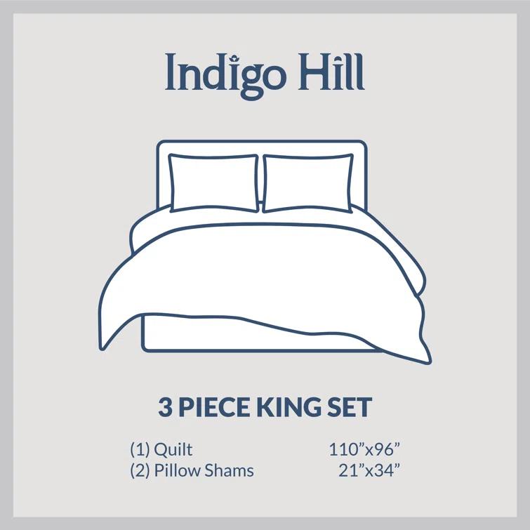 Indigo Hill by HiEnd Accents Cotton Comfort Solid Color Classic Chic Casual Modern Rustic Quilt Set