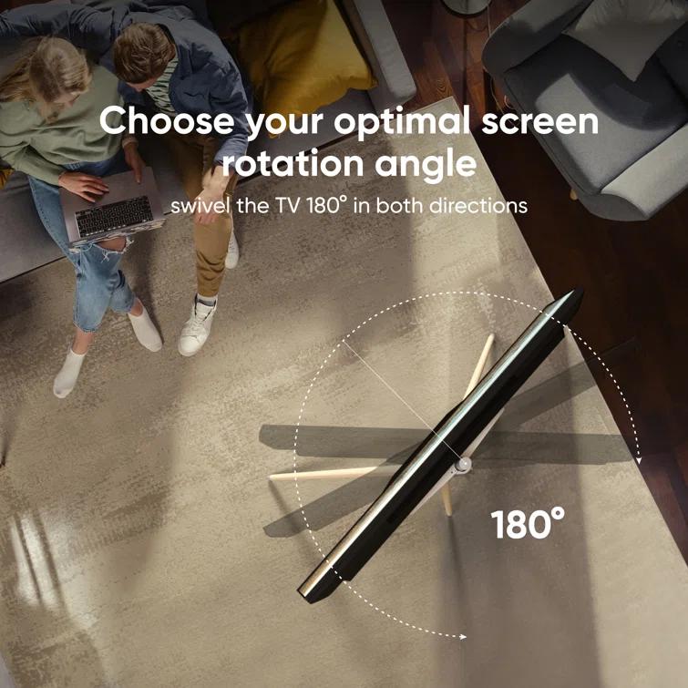 ONKRON Tripod TV Stand Wood for TVs up to 65" and 77 lbs, Swivel Floor Corner TV Stand Adjustable