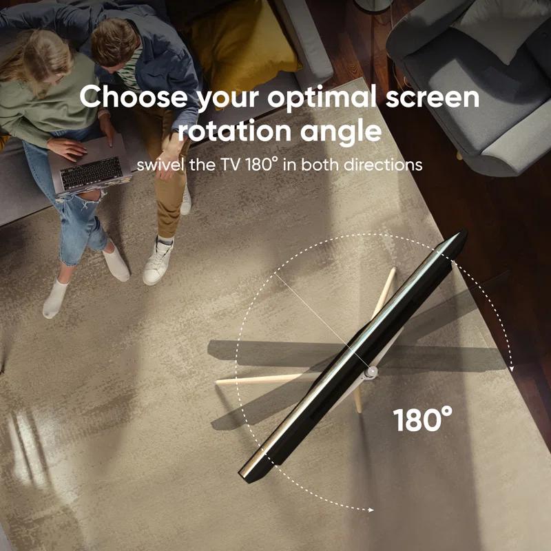 ONKRON Tripod TV Stand Wood for TVs up to 65" and 77 lbs, Swivel Floor Corner TV Stand Adjustable