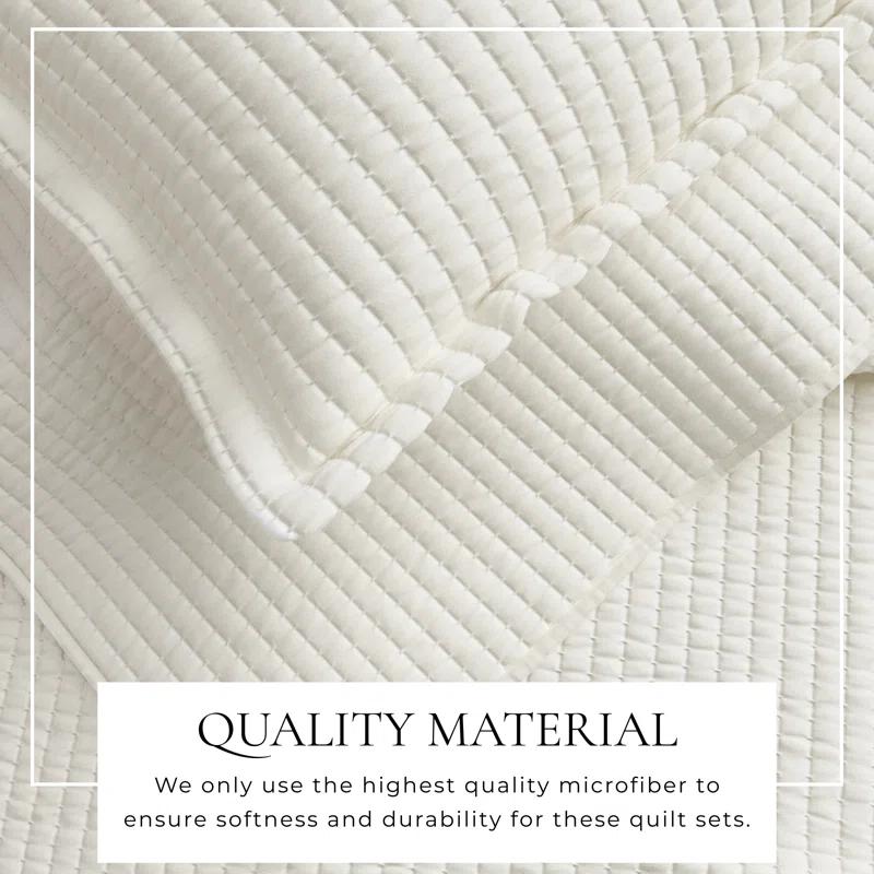 FreshFolds Modern & Contemporary Stripe Stitched Quilt Set with Shams