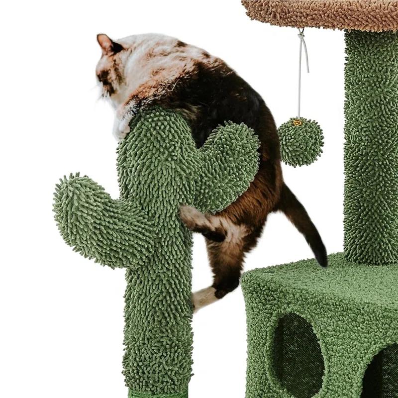 Gaetanina Cactus Cat Tree, 54.5In Cat Tower For Indoor Cats, Multi-Level Cat Condo With Scratching Posts, Ramp, Perch, Platform & Hanging Ball, Cat Furniture Activity Center For Kitten House Play
