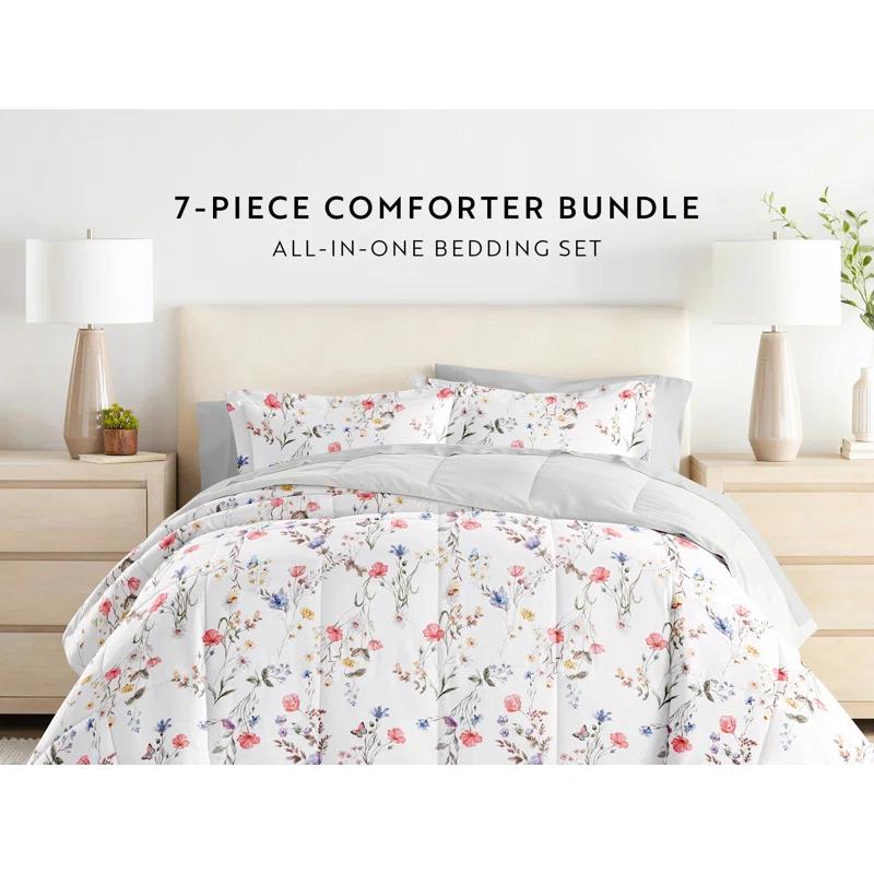 IEnjoy Home 7-Piece Bedding Bundle - Pattern Comforter and Sheet Set