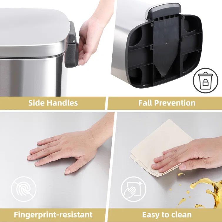 Sangdo Steel 13 Gallon Step on Trash Can | Wayfair