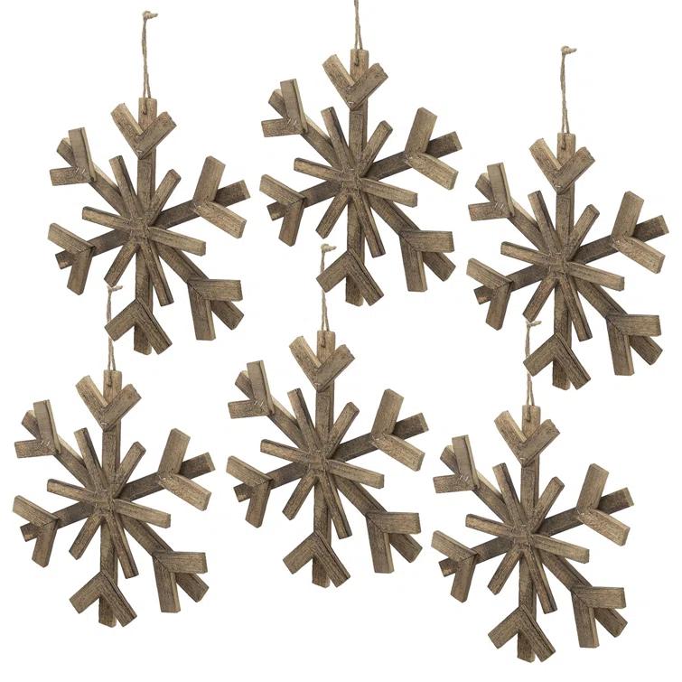 A&B Home Snowflake Ornaments - Set of 6 - Brown (Set of 6)