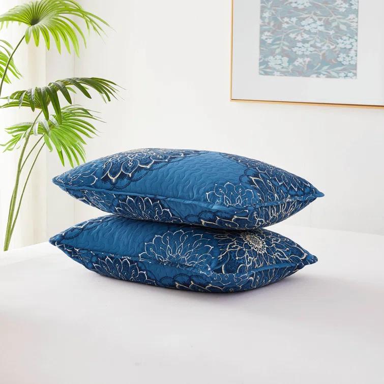 SouthShore Fine Linens Midnight Floral Blue Microfiber Quilt Set