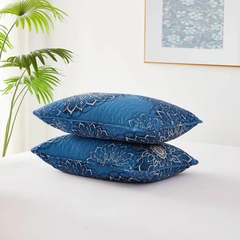 SouthShore Fine Linens Midnight Floral Blue Microfiber Quilt Set
