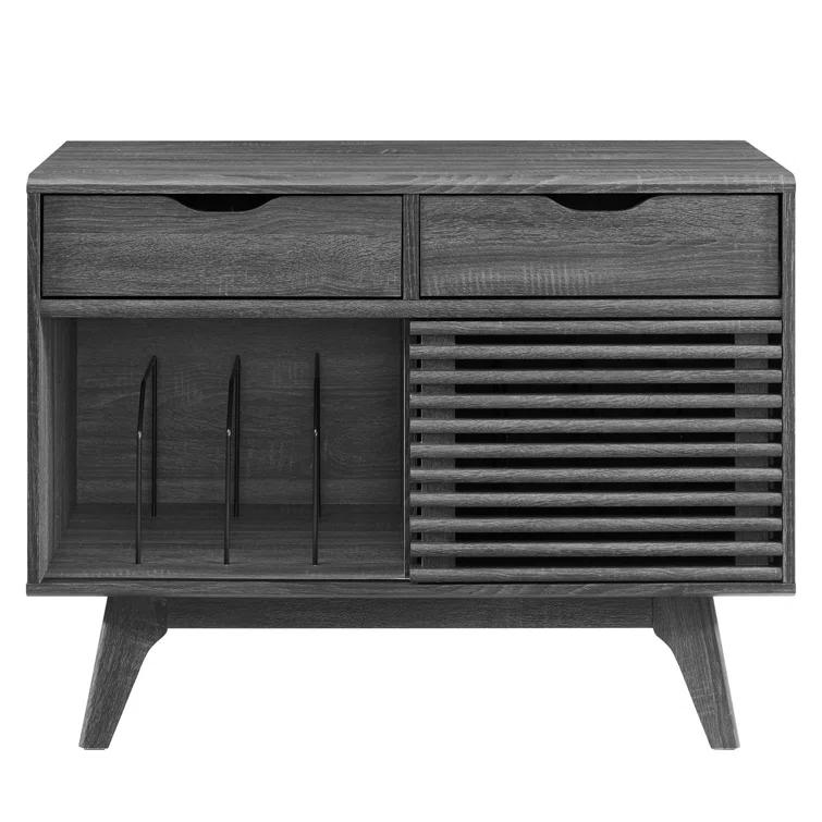 Modway Modway Render Mid-Century Modern 37" Vinyl Record Display Stand with Drawers