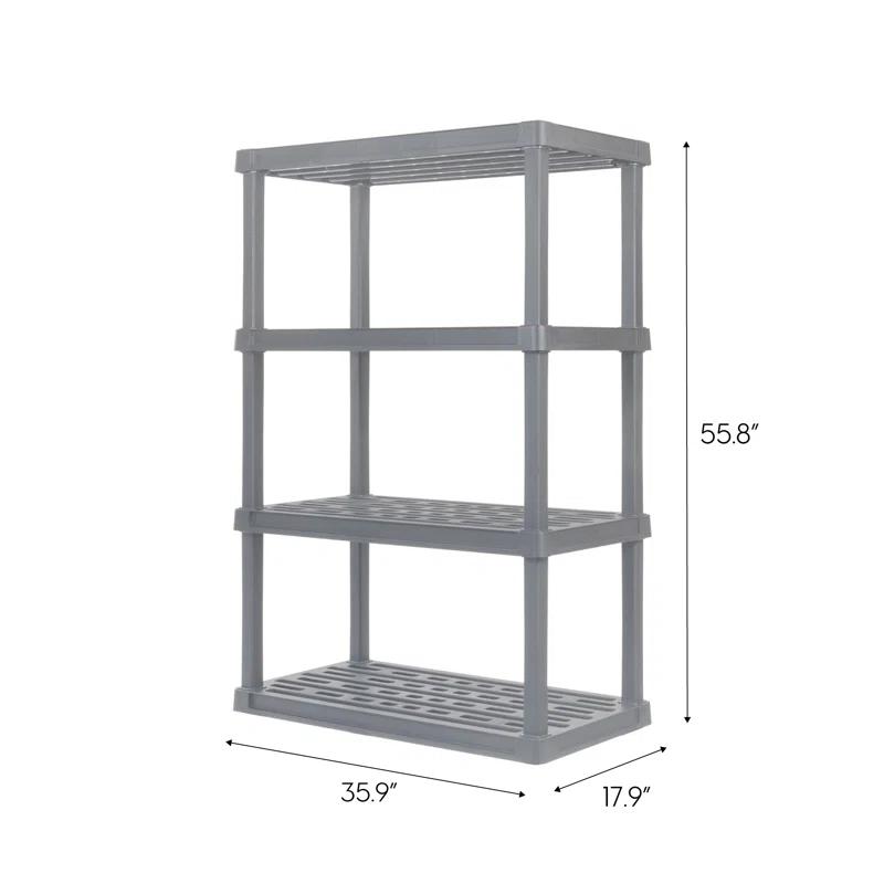 IRIS USA, Inc. 4-Tier Large Plastic Garage Storage Shelving Unit, Gray (18 W x 56 H x 36 D)