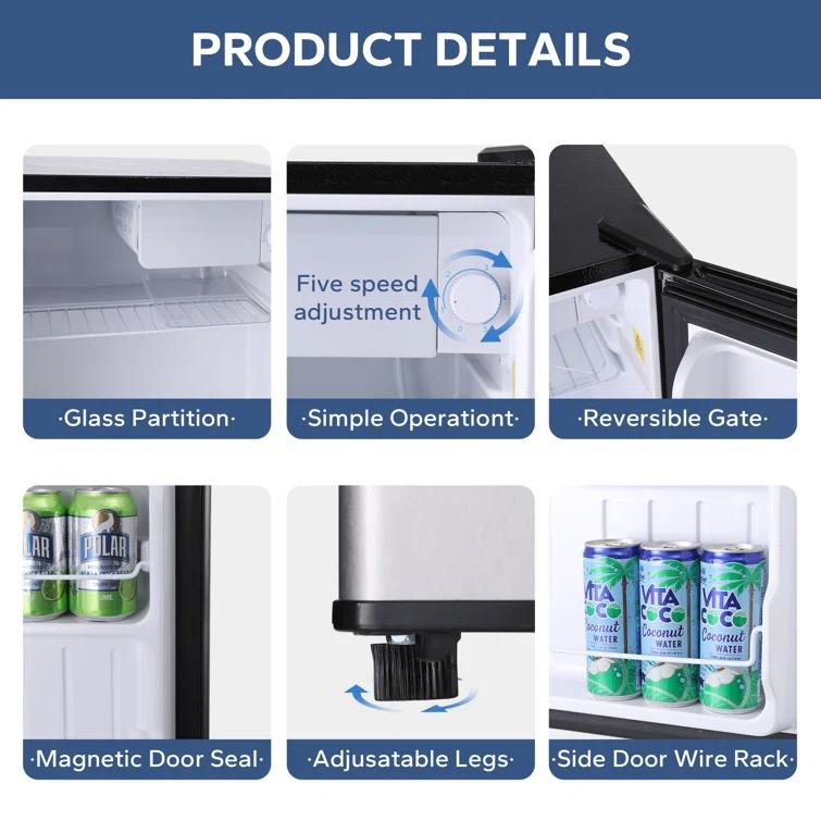 BANGSON BANGSON 1.6 Cu.Ft Mini Fridge With Freezer US-BSR-008