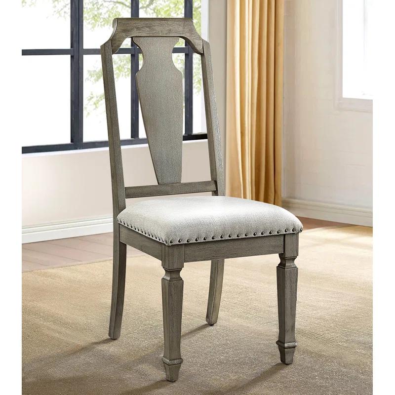 August Grove® Branston Beige and Weathered Oak Open Back Side Chairs (Set of 2)