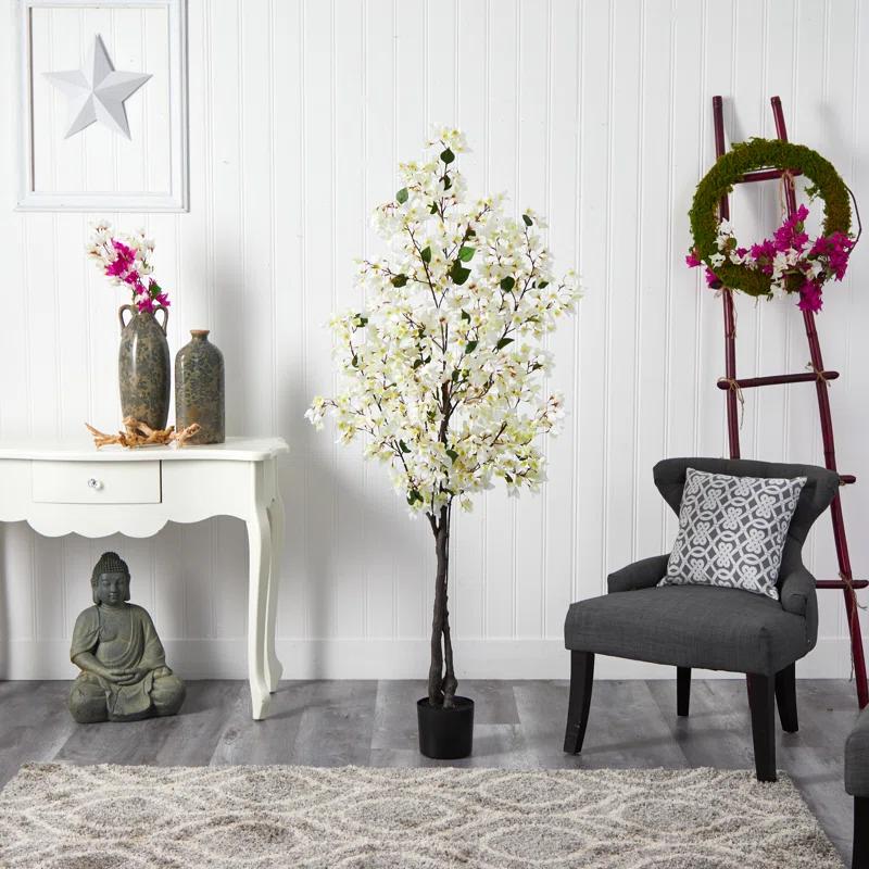 Primrue Faux Flowering Tree in Planter