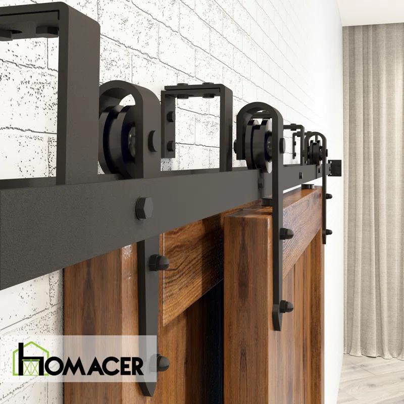 Homacer Black Rustic Arrow Design Double Track Bypass Two Door Hardware Kit( Door Not Included)