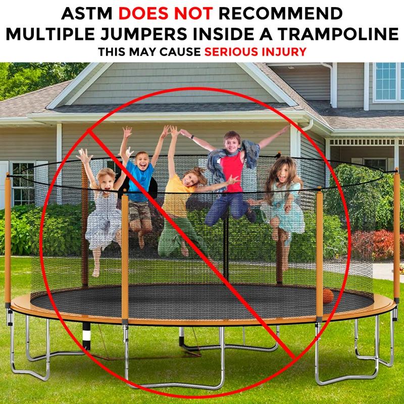 LAFUYSO 16ft Trampoline With Basketball Hoop, Pump, Ladder, Inner Safety Enclosure, And Soccer Goal