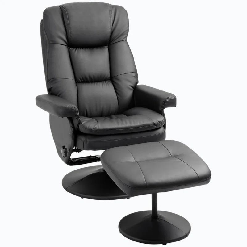 Faux Leather Recliner with Ottoman