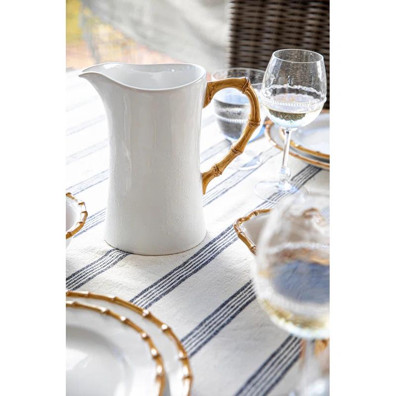 Juliska Bamboo 57.6 oz. Ceramic Large Pitcher - Natural/White