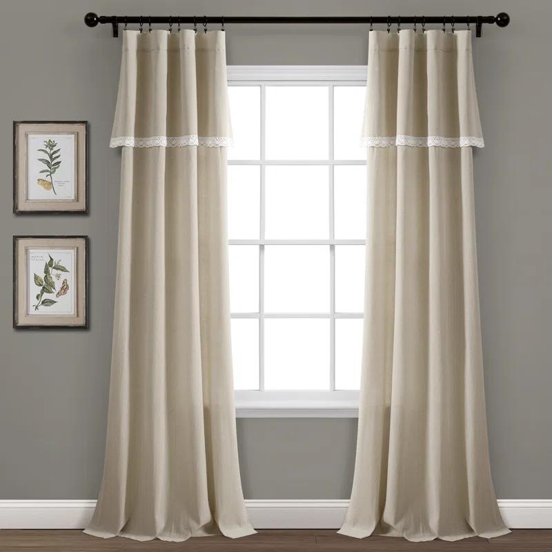 Lush Decor Linen Lace Linen Curtain Pair (Set of 2)