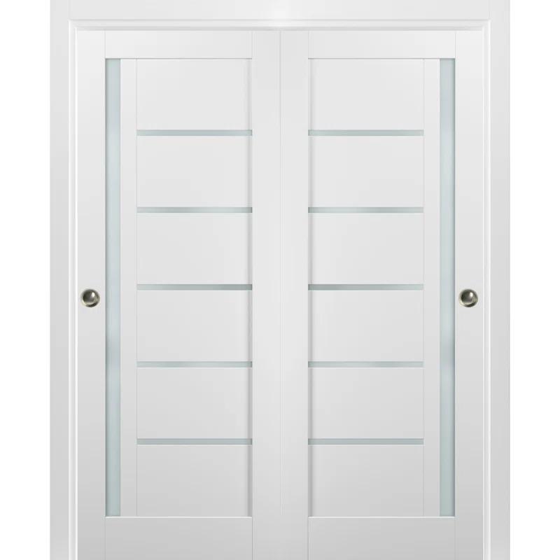 SARTODOORS Quadro Frosted Glass Sliding Closet White Doors