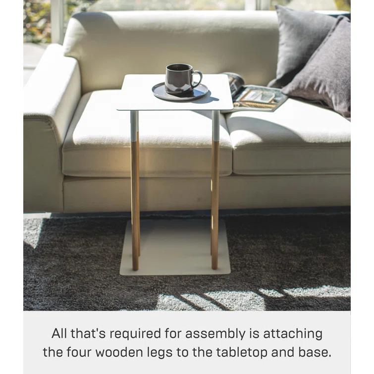 Plain Yamazaki Home Steel + Wood Sofa C Table End Table Coffee Tray, Bedside Or Living Room