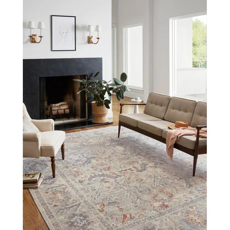Chris Loves Julia x Loloi Rosemarie Oriental Oatmeal/Lavender Area Rug