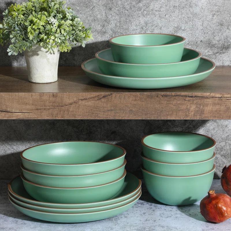 Gibson Home Rockabye 12 Piece Double Bowl Melamine Dinnerware Set