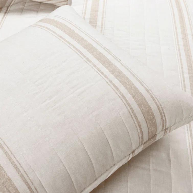 Birch Lane™ Gilroy Farmhouse / Country Cotton Striped Quilt Set